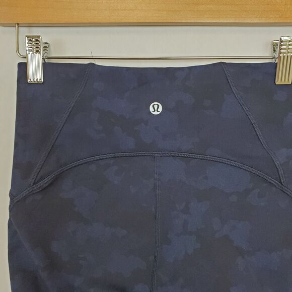 Lululemon Train Times Crop Leggings Size 6 Camouflaged Midnight Navy Black 17" - Picture 4 of 9